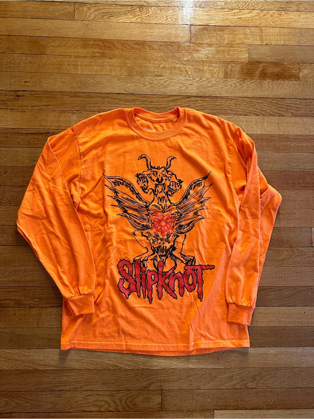 Slipknot Winged Devil Long Sleeve Graphic T-Shirt Orange Mens Large Band Tee